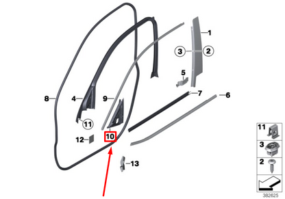 new bmw x3 f25 left outer mirror triangle seal 51337373931 7373931 original