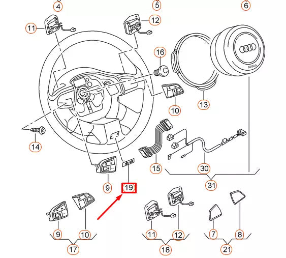 NEW AUDI A5 SPORTBACK 8TA S5 STEERING WHEEL-EMBLEM BADGE 8T0419685C3Q7