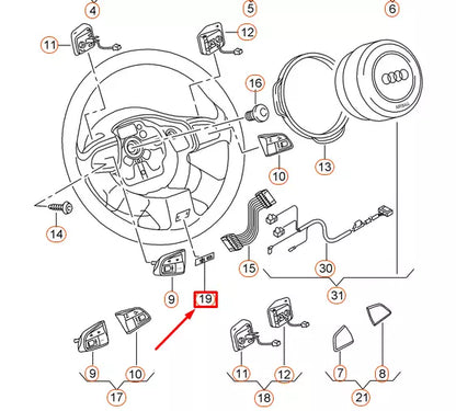 NEW AUDI A5 SPORTBACK 8TA S5 STEERING WHEEL-EMBLEM BADGE 8T0419685C3Q7