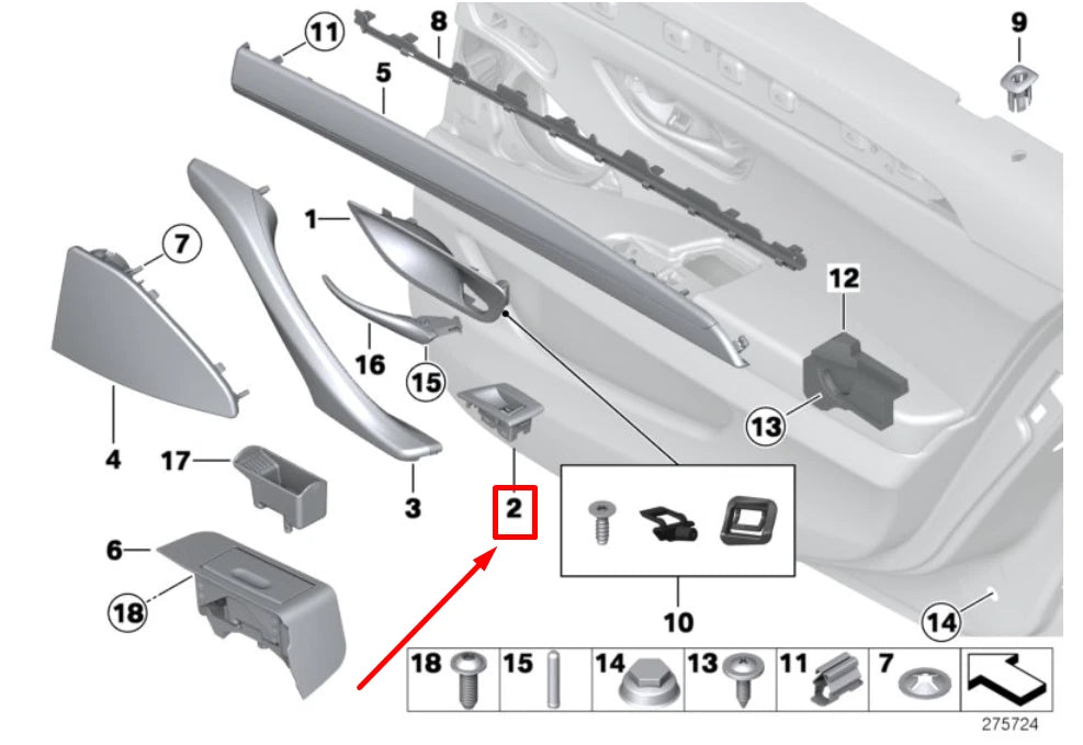 NEW BMW 5 F10 REAR LEFT POWER WINDOW TRIM 7225889 51417225889 ORIGINAL
