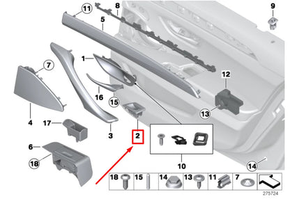 NEW BMW 5 F10 REAR LEFT POWER WINDOW TRIM 7225889 51417225889 ORIGINAL