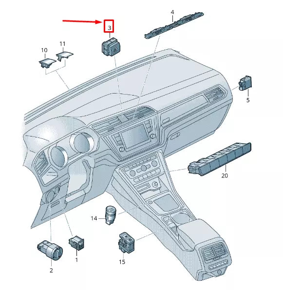 NEW VW TOURAN 5T HAZARD BUTTON LHD 5TB953509DYM