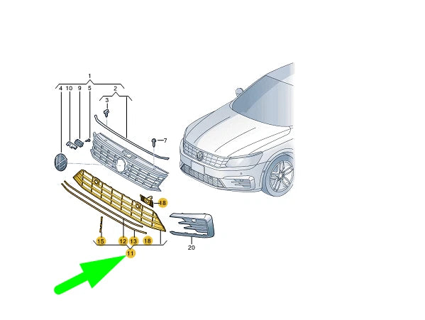 NEW VW PASSAT B8 FRONT BUMPER LOWER AIR GUIDE GRILLE 561853671FFOD ORIGINAL