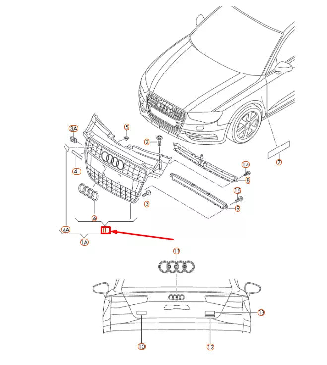 NEW AUDI A4 B8 RADIATOR GRILLE 8K0853651G1QP ORIGINAL