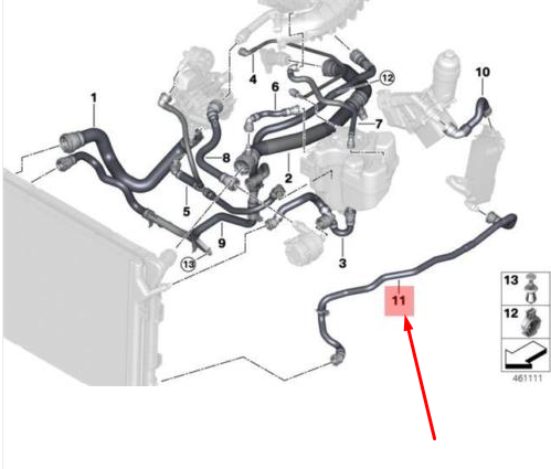 new bmw 3 f30 radiator heat exchanger trans oil hose 17128616559 8616559