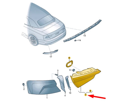 NEW AUDI A5 CABRIO 8W6 REAR RIGHT INNER LED TAILLIGHT 8W6945094T ORIGINAL