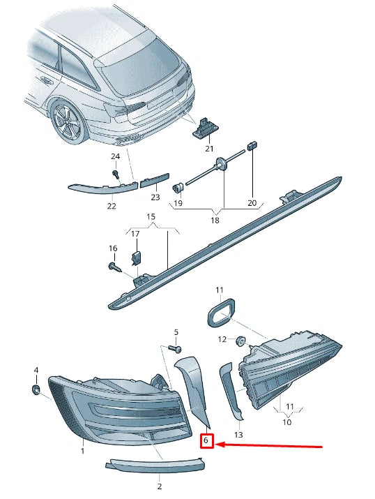 NEW AUDI A6 C8 REAR LEFT TAIL LIGHT TRIM 4K9945253 ORIGINAL