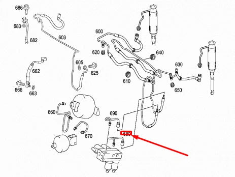 NEW MERCEDES-BENZ SL R230 HYDRAULIC OIL LINE A2303209853 ORIGINAL