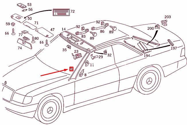 NEW MERCEDES-BENZ E W124 FRONT LEFT PILLAR PANELLING A12469057259045 ORIGINAL