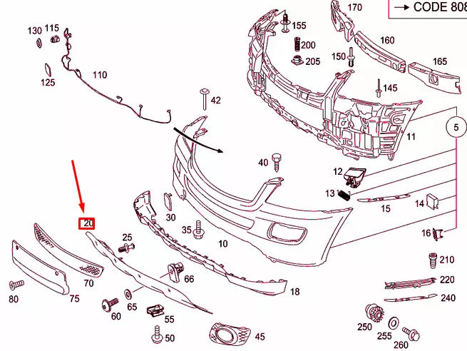 NEW MERCEDES-BENZ ML W164 FRONT BUMPER BOTTOM CENTER COVER A1648850022 ORIGINAL
