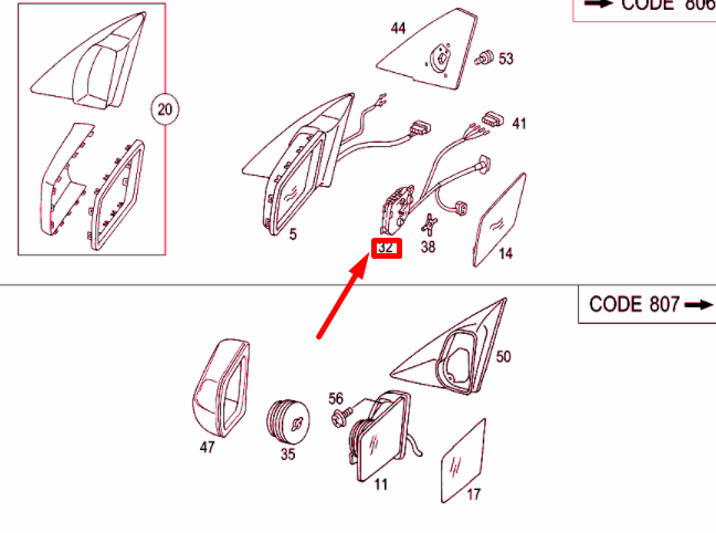 NEW MB SL R129 FRONT LEFT DOOR MIRROR ELECTRIC MOTOR A1298201542 ORIGINAL