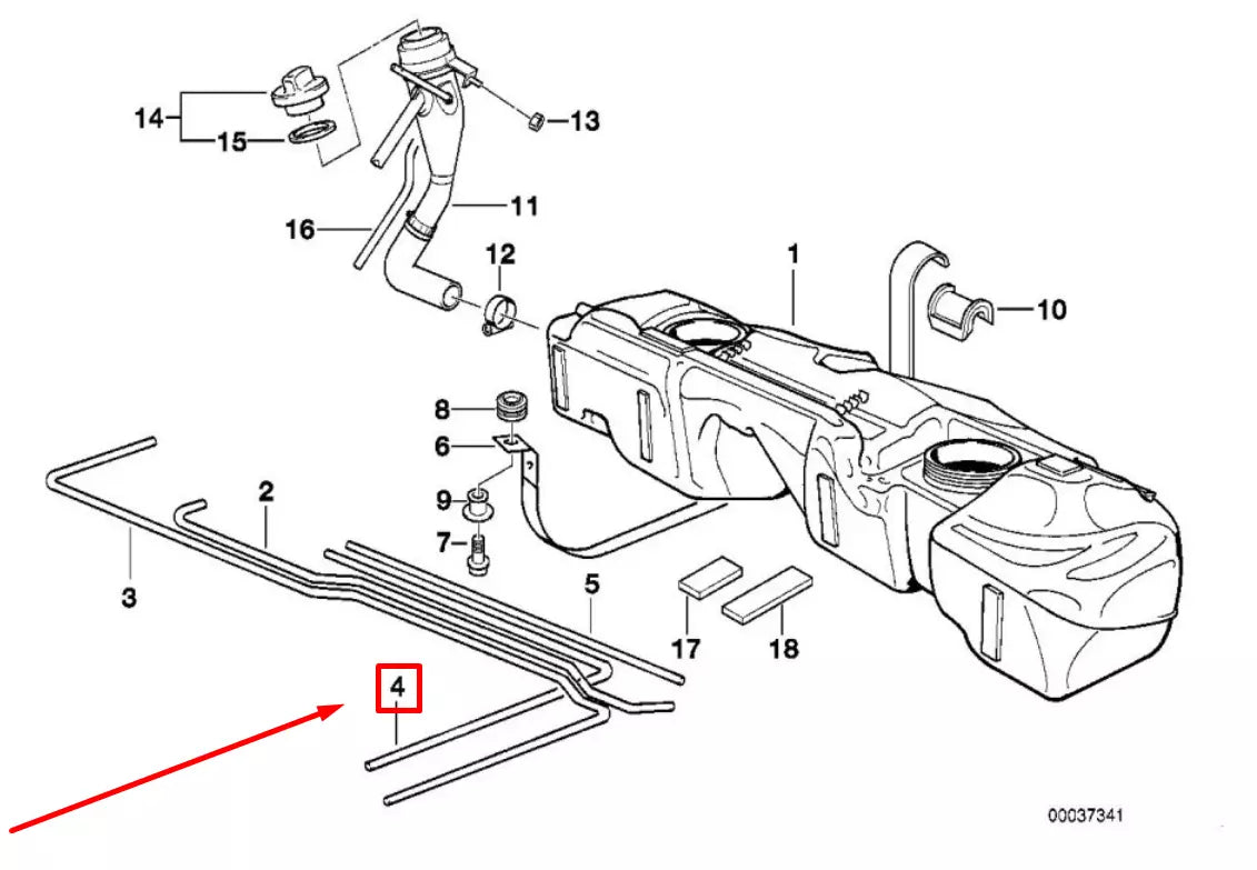 NEW BMW 3 COMPACT E36 FUEL FEED LINE 16111182827 1182827 ORIGINAL