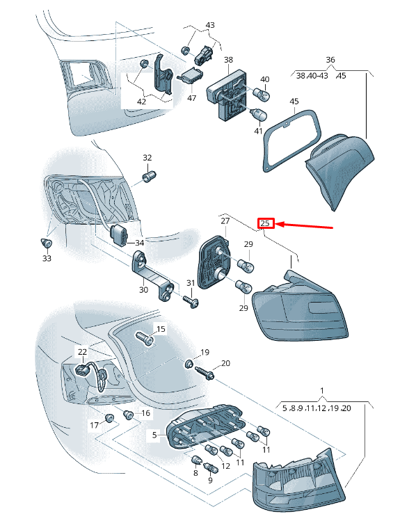 new audi a6 avant 4f5, c6 rear right taillight 4f9945096e original
