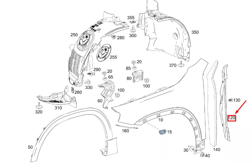 NEW MERCEDES-BENZ GLB X247 FRONT RIGHT FENDER REAR GAP COVERA2478890800 ORIGINAL
