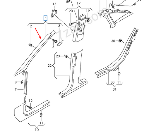 new audi a4 b8 left side upper a pillar trim 8k0867233v39 original