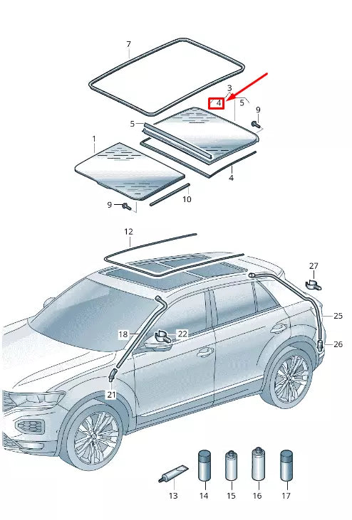 NEW VW T-ROC A1 REAR SUNROOF GLASS COVER SEAL 2GA877297