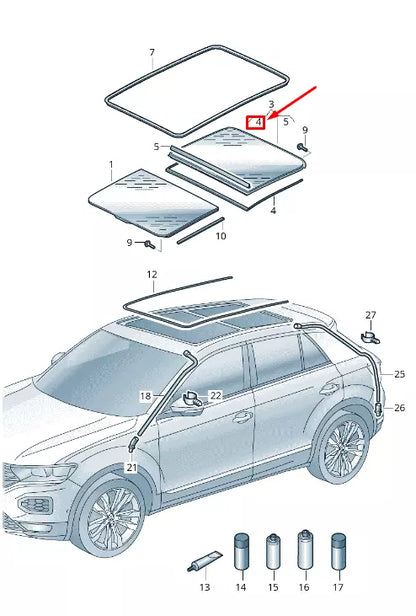 NEW VW T-ROC A1 REAR SUNROOF GLASS COVER SEAL 2GA877297