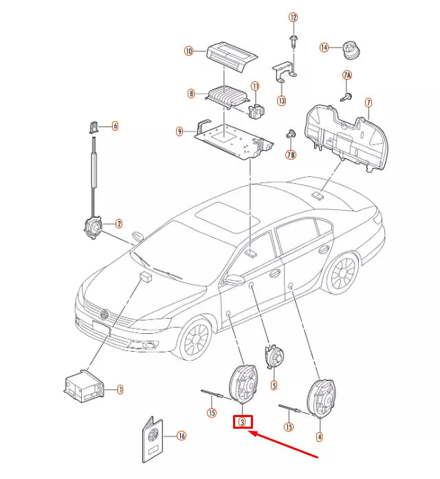 NEW VOLKSWAGEN JETTA A6 FRONT DOOR BASS LOUDSPEAKER 5C6035453B