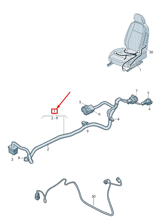 NEW VOLKSWAGEN T-ROC A11 FRONT RIGHT SEAT CABLE HARNESS LHD 5NB971392A