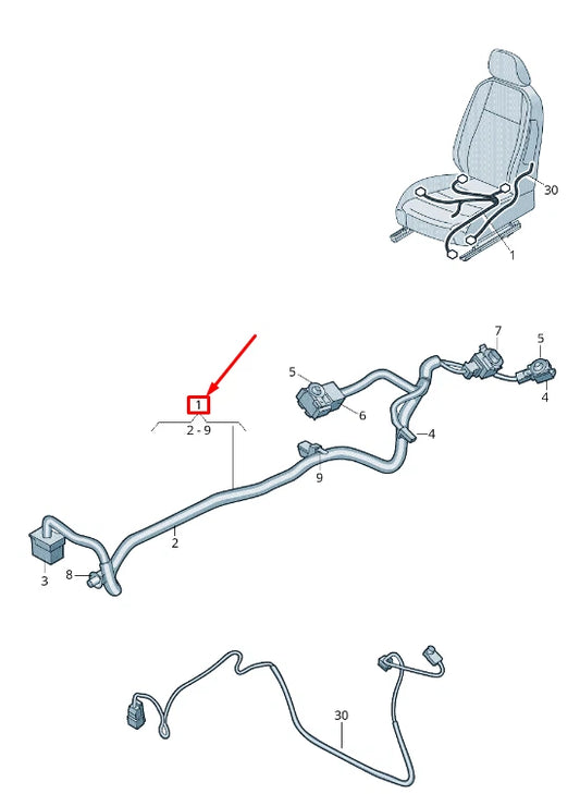 NEW VOLKSWAGEN T-ROC A11 FRONT RIGHT SEAT CABLE HARNESS LHD 5NB971392A