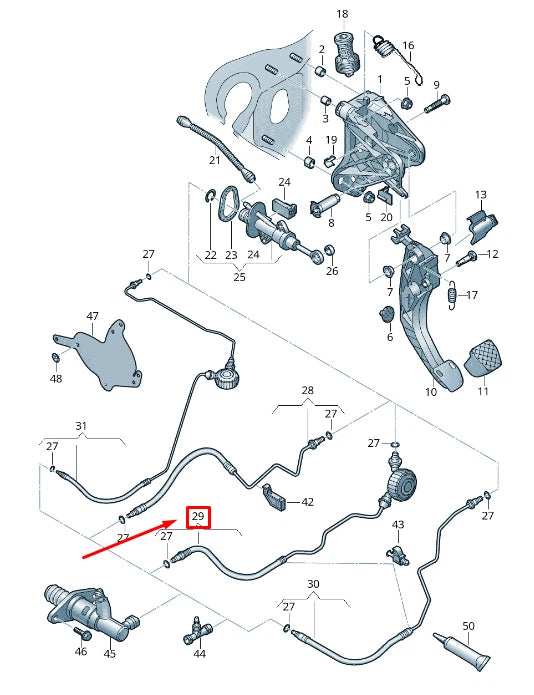NEW VW ARTEON 3H7 CLUTCH PEDAL MECHANISM PIPE LINE LHD 5Q1721465AK