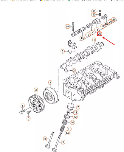 NEW AUDI A3 8P ENGINE ROCKER ARM SHAFT WITH ROCKER ARM 038109527AF ORIGINAL