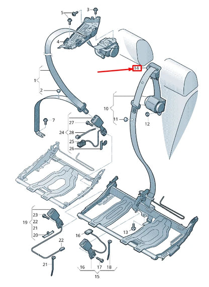 NEW AUDI Q8 4MN REAR CENTER SEAT BELT GUIDE 4M88577634PK