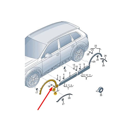 NEW AUDI Q7 4M FRONT RIGHT FENDER MOLDING COVER 4M0853718KGRU ORIGINAL