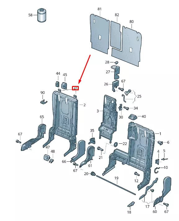 NEW VW TOUAREG 7P MK2 REAR SPLIT BACKREST TRIM 7P6885249C82V ORIGINAL