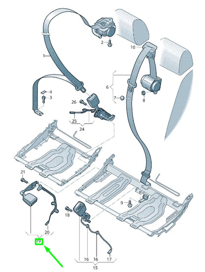 NEW VOLKSWAGEN TIGUAN AD MK2 REAR MIDDLE SEAT BUCKLE 5NA857740BMNB