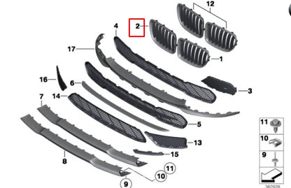 NEW BMW X1 E84 FRONT RIGHT RADIATOR GRILLE 51112993306 ORIGINAL