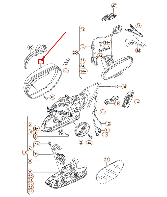 NEW AUDI A6 4G C7 FRONT RIGHT DOOR MIRROR HOUSING 4G0857528GRU
