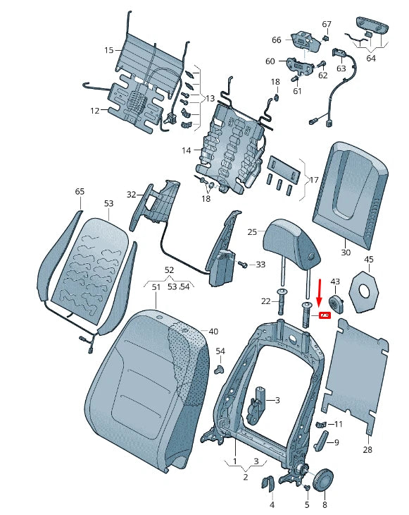 NEW VW TOUAREG 7P FRONT RIGHT HEAD RESTRAINT ADJ. GUIDE 1K0881920J82V