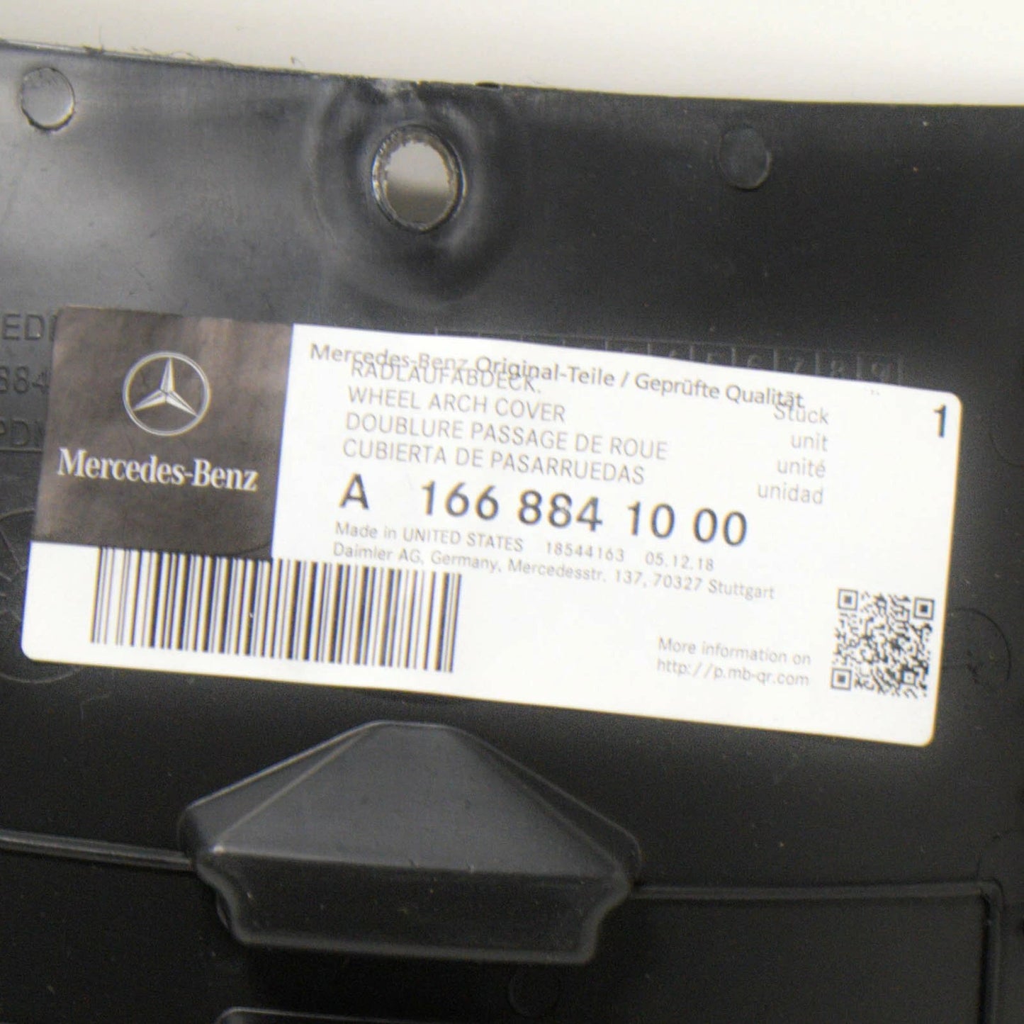 NEW MERCEDES-BENZ GLE W166 FRONT FENDER LINER COVER A1668841000 ORIGINAL