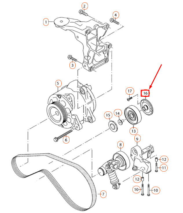 NEW AUDI Q7 4L BELT TENSIONER IDLER PULLEY BRACKET 079903417D ORIGINAL