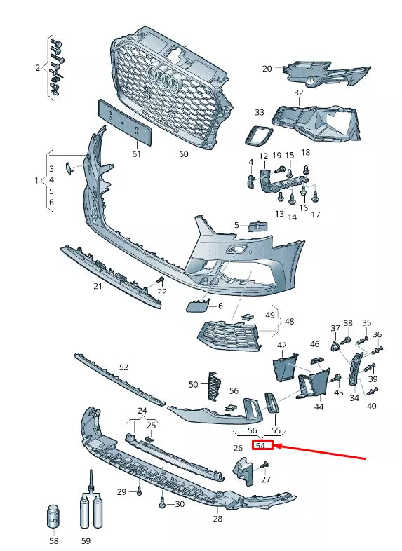 NEW AUDI RS3 FRONT LEFT BUMPER SPOILER 8V5807717GRU ORIGINAL