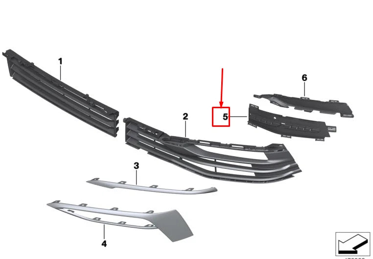 NEW BMW 5 TOURING G31 FRONT LEFT INNER BUMPER GRILL COVER 51117385263 ORIGINAL