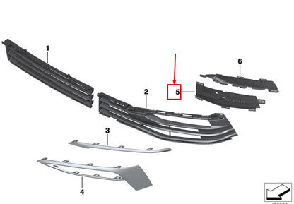 NEW BMW 5 TOURING G31 FRONT LEFT INNER BUMPER GRILL COVER 51117385263 ORIGINAL