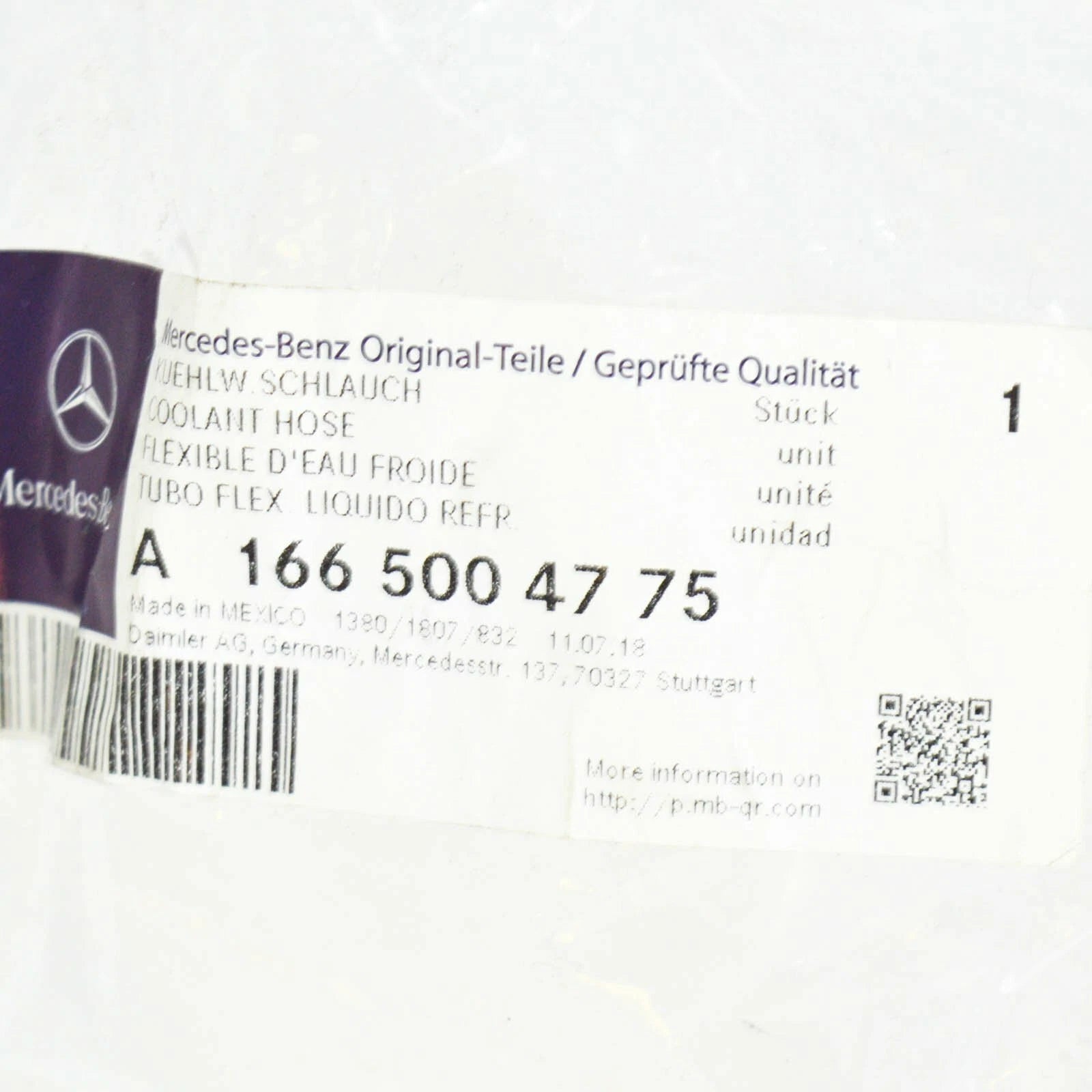 NEW MERCEDES-BENZ ML W166 COOLING PIPE A1665004775