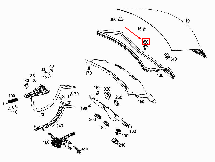 new mercedes-benz cls c257 rear top trunk lid spring damper a2577501500 original