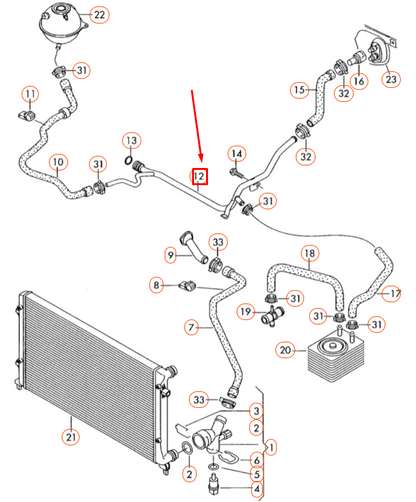 NEW AUDI A3 8P ENGINE COOLANT HOSE 06A121065DP ORIGINAL