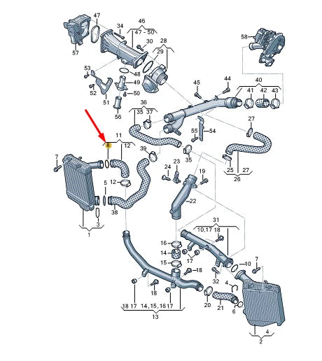 NEW VW TOUAREG 7P MK2 INTERCOOLER PRESSURE HOSE SEAL RING 3C0145117B ORIGINAL