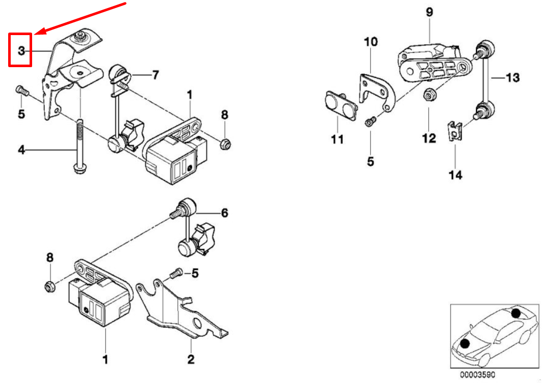 new bmw 5 e39 right ride height sensor bracket 1094608 31121094608 original