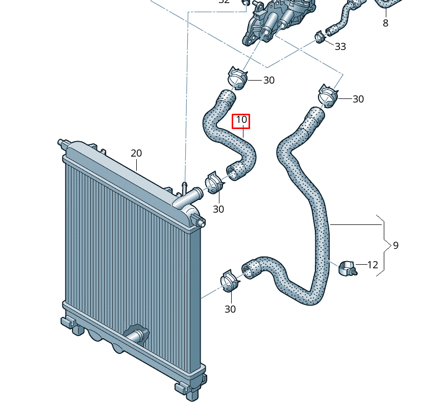 NEW VOLKSWAGEN LOAD UP LEFT SIDE WATER RADIATOR HOSE 1S0121101 ORIGINAL