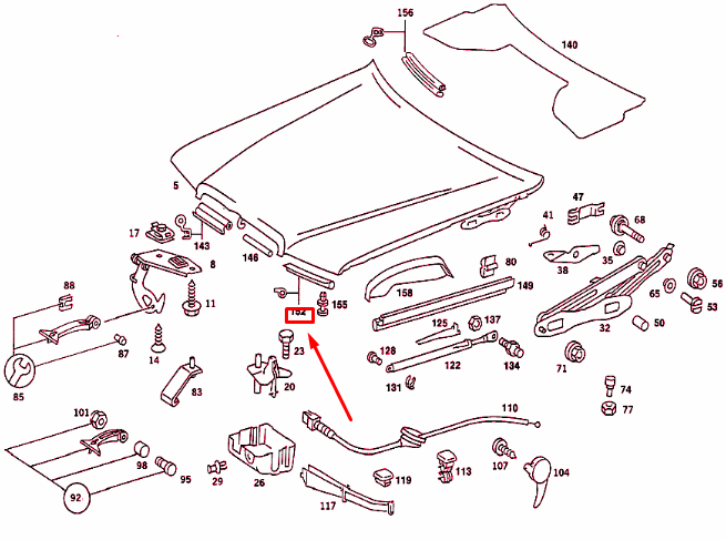 new mercedes-benz 190 w201 engine hood right seal a2018892698 original