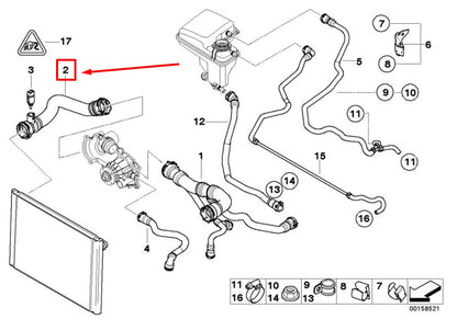 NEW BMW 7 E65, E66, E67 LOWER RADIATOR COOLANT HOSE 17127526616 7526616 ORIGINAL