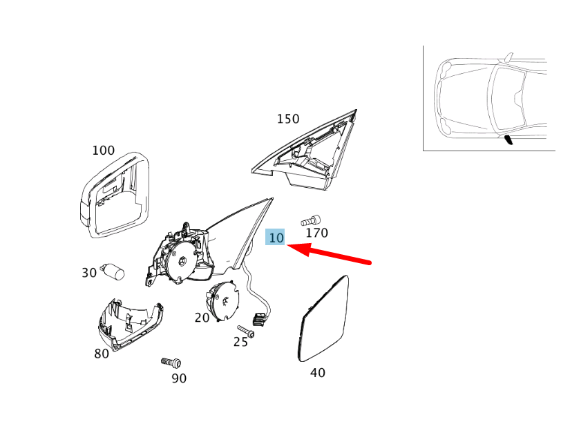 new mercedes-benz c w204 front left side door mirror frame a2048103376 original