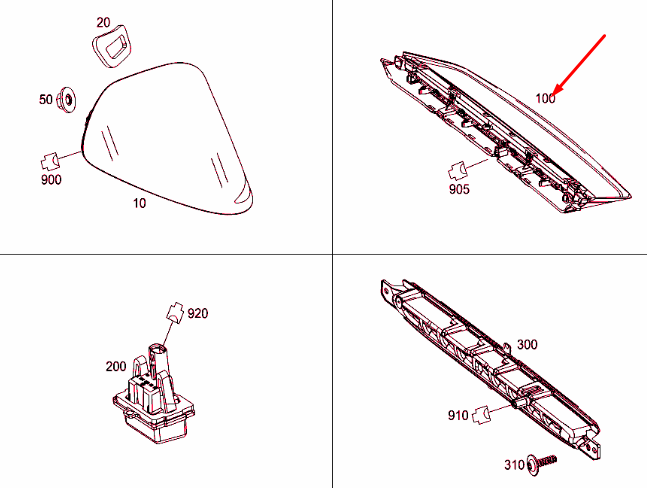 NEW MERCEDES-BENZ S W222 ADDITIONAL THIRD BRAKE LIGHT A2229062801 ORIGINAL