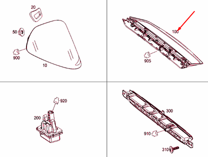 NEW MERCEDES-BENZ S W222 ADDITIONAL THIRD BRAKE LIGHT A2229062801 ORIGINAL