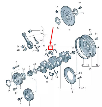 NEW VOLKSWAGEN CADDY 2K MK3 UPPER CRANKSHAFT BEARING SHELL 050105561WEI
